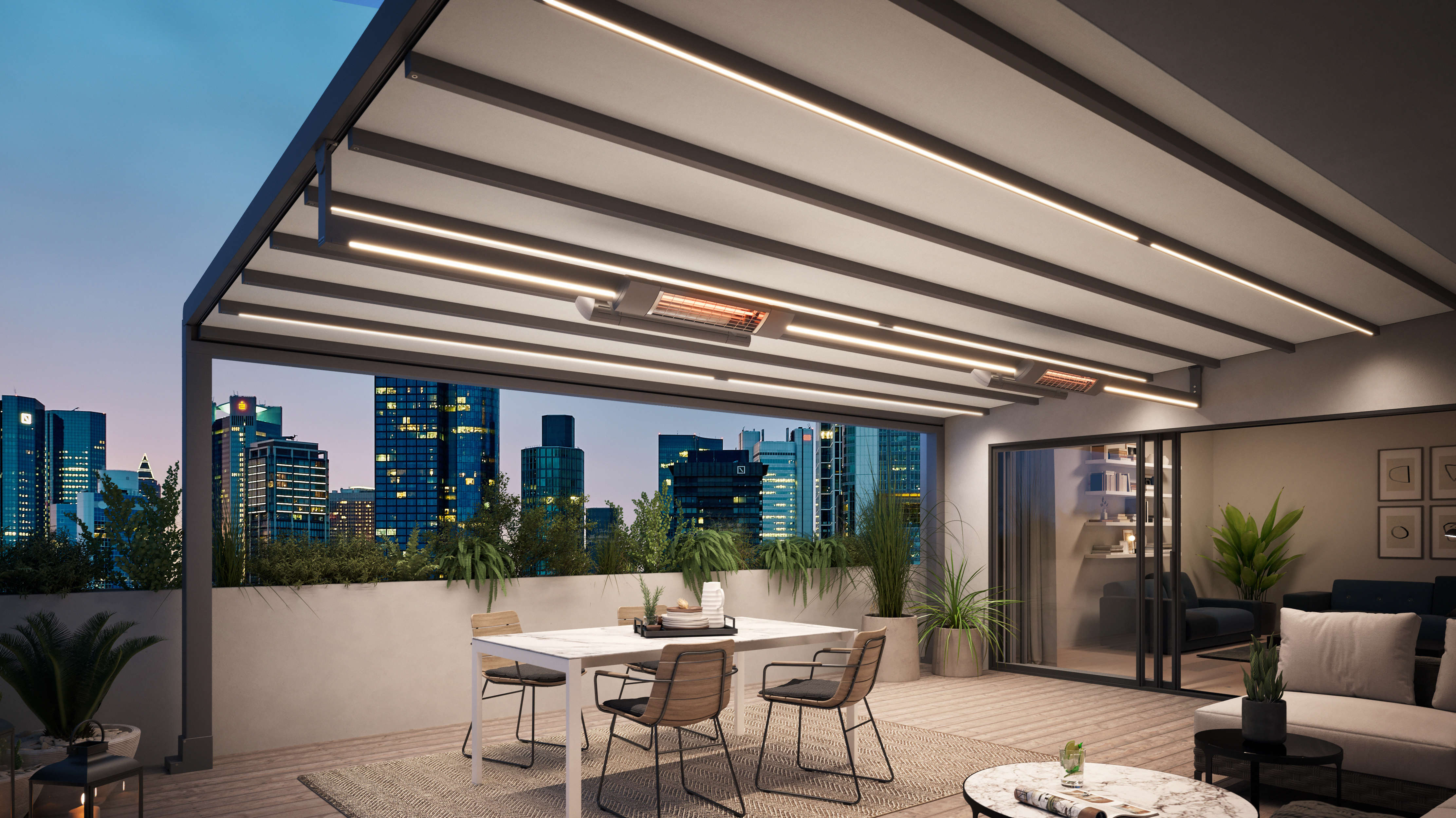 Mx Pergola Stretch Penthouse Detail Wärmestrahler Querträger Nacht 202010